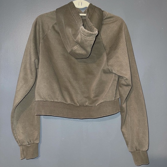 Forever 21 Olive Green Cropped Hoodie - Picture 2 of 3